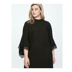 Eloquii Black Bell Sleeve Dress Lace Detail 16